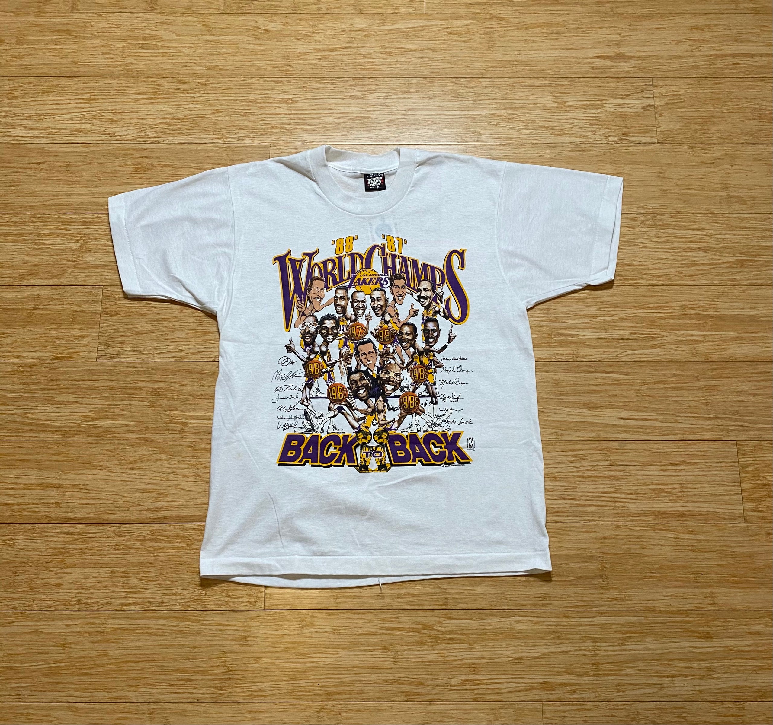 Vintage 1987-1988 Los Angeles Lakers back to Back world deals champions t-shirt size m